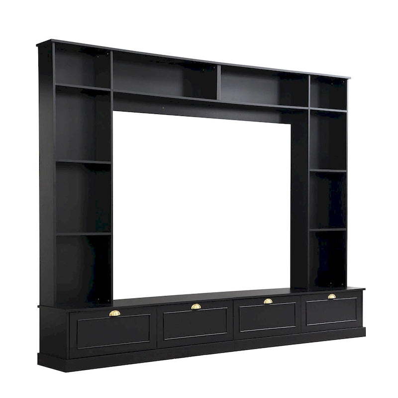 Mobile TV da 264 cm con librerie e armadietti, per TV fino a 78"