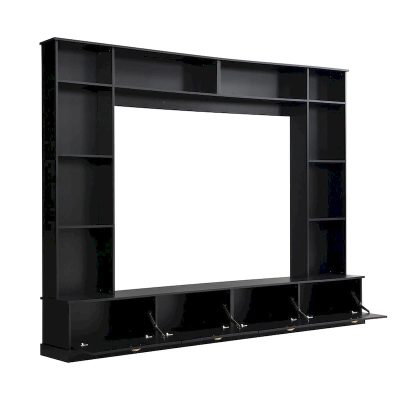 Mobile TV da 264 cm con librerie e armadietti, per TV fino a 78"