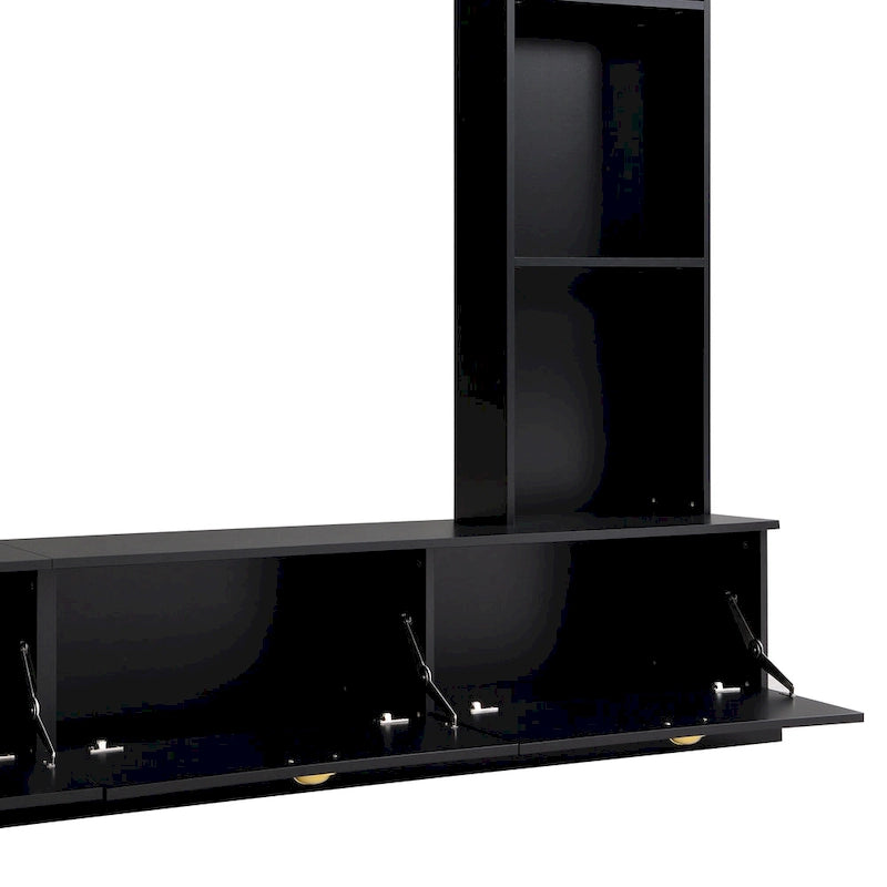 Mobile TV da 264 cm con librerie e armadietti, per TV fino a 78"
