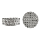 Pouf rotondo trapuntato con rotelle