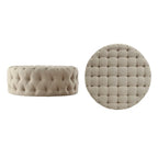 Pouf rotondo trapuntato con rotelle