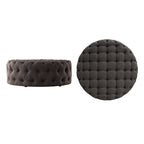 Pouf rotondo trapuntato con rotelle