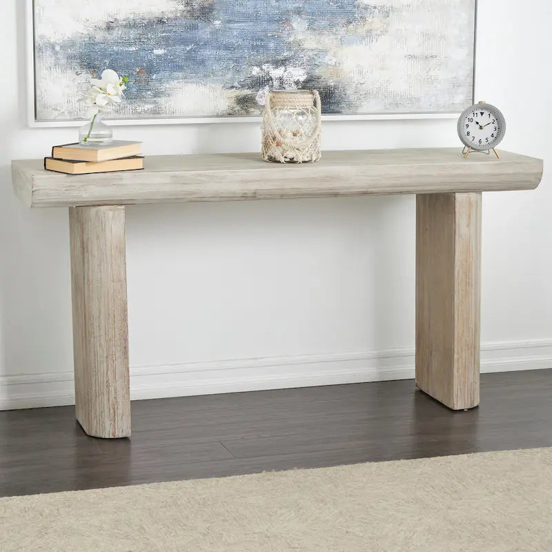 Consolle in legno con gambe a blocco - Beige, 16Px63Lx32A