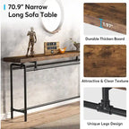 Consolle da 180 cm con piano in legno e struttura in metallo
