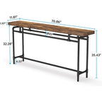 Consolle da 180 cm con piano in legno e struttura in metallo