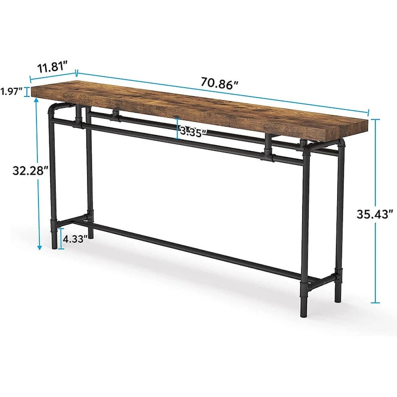 Consolle da 180 cm con piano in legno e struttura in metallo