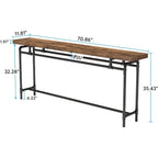 Consolle da 180 cm con piano in legno e struttura in metallo