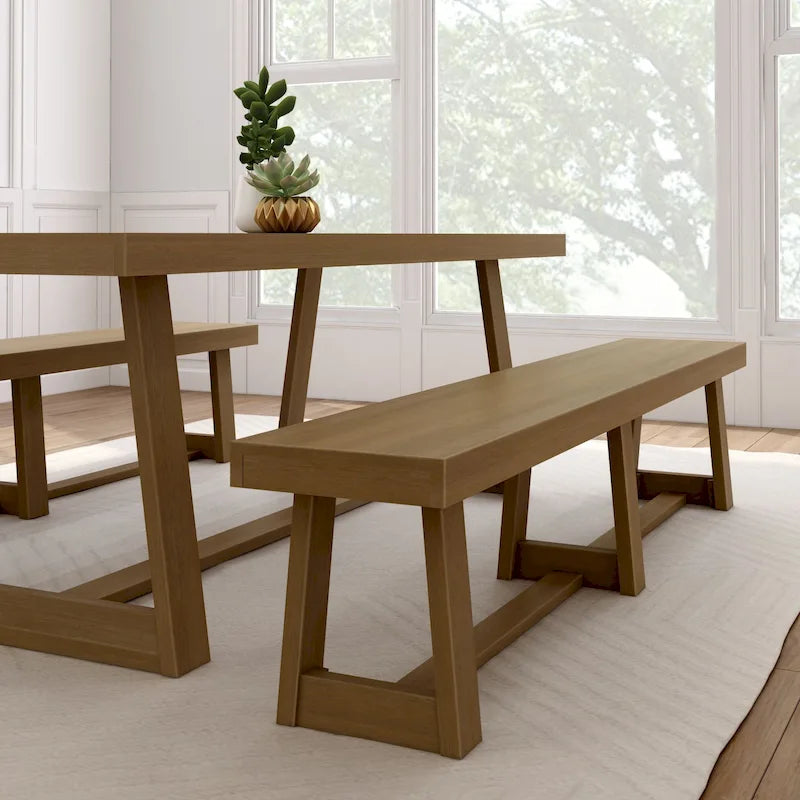 Panca da pranzo in legno massello stile rustico