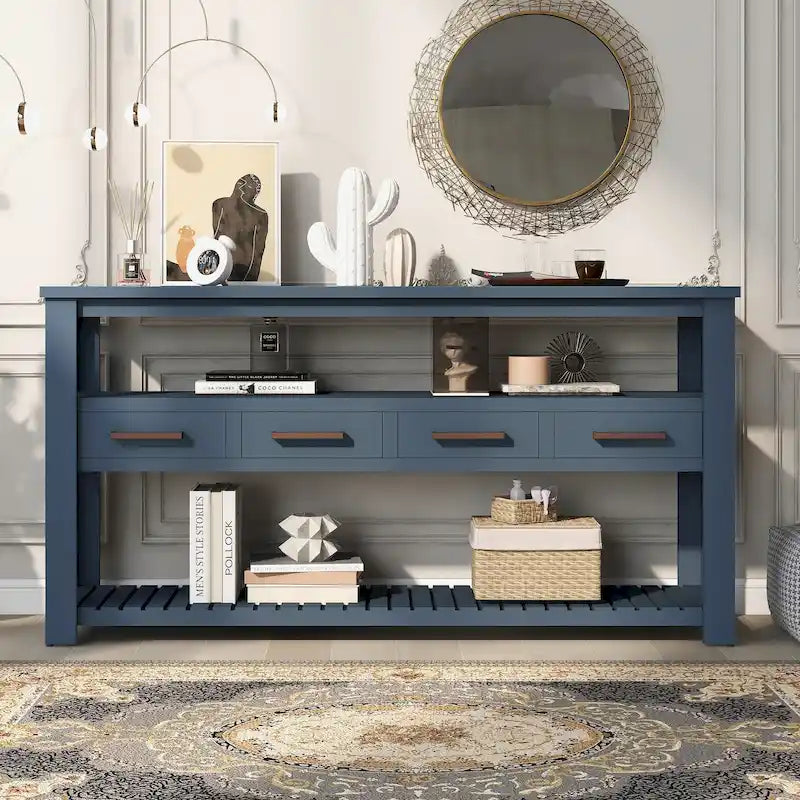 Console con 4 cassetti e 2 ripiani aperti
