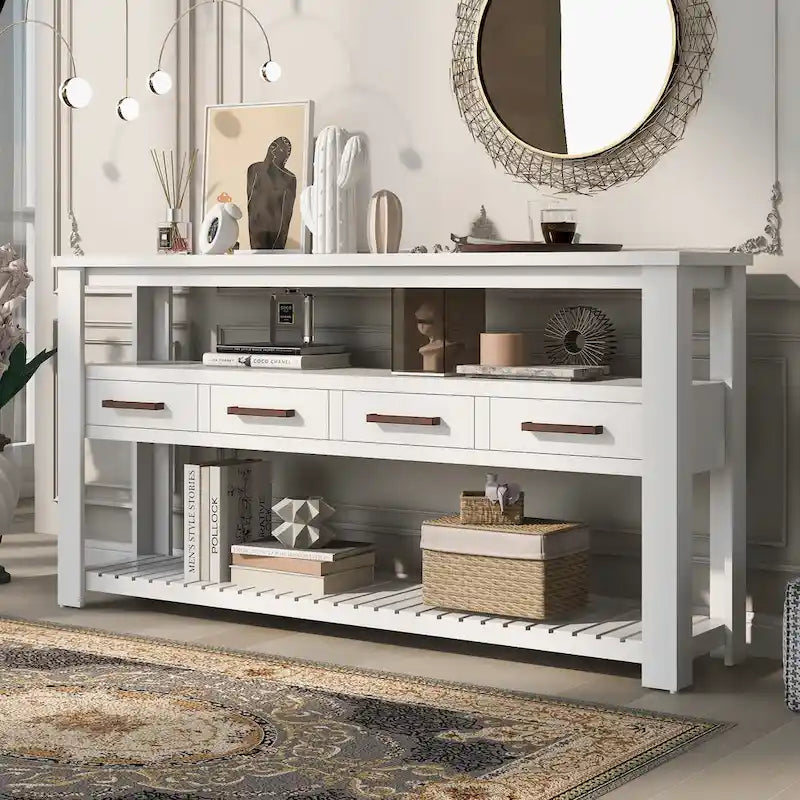 Console con 4 cassetti e 2 ripiani aperti