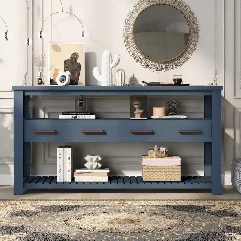 Console con 4 cassetti e 2 ripiani aperti