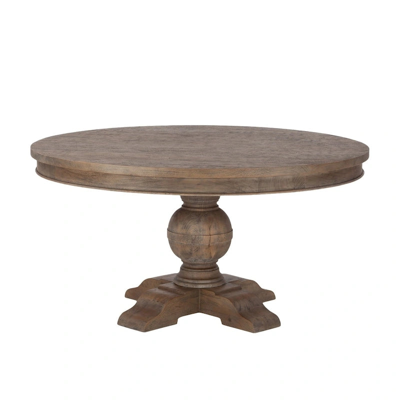 Tavolo rotondo da pranzo in teak anticato