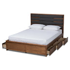 Letto a piattaforma moderno in legno imbottito con cassetti e contenitore