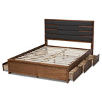 Letto a piattaforma moderno in legno imbottito con cassetti e contenitore