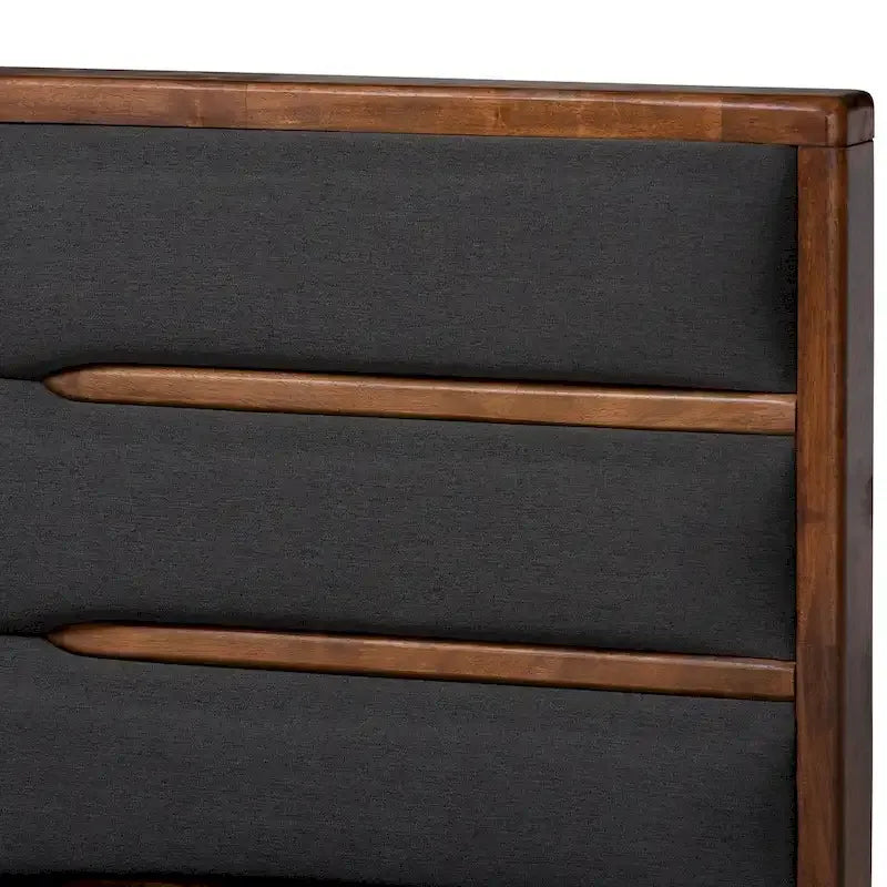 Letto a piattaforma moderno in legno imbottito con cassetti e contenitore
