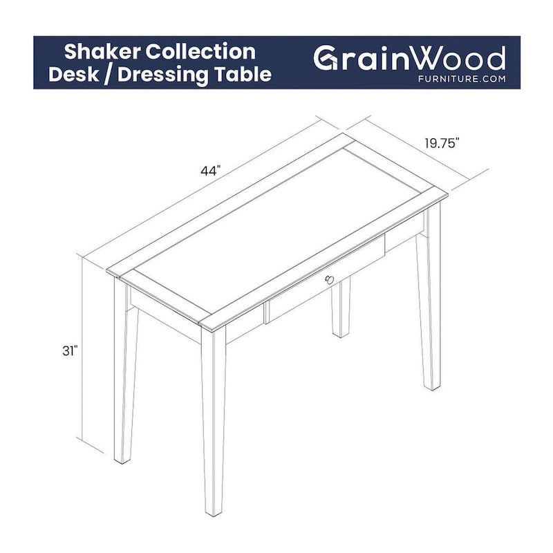 Scrivania Shaker in Legno Massello con Cassetto