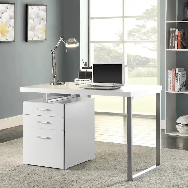 Scrivania per computer con cassetti e schedario