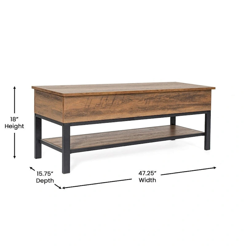 Panca contenitore con seduta apribile e ripiano inferiore