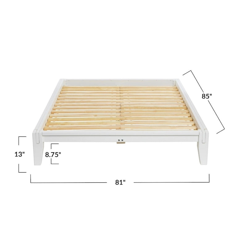 Letto a piattaforma in legno massello con giunzioni giapponesi