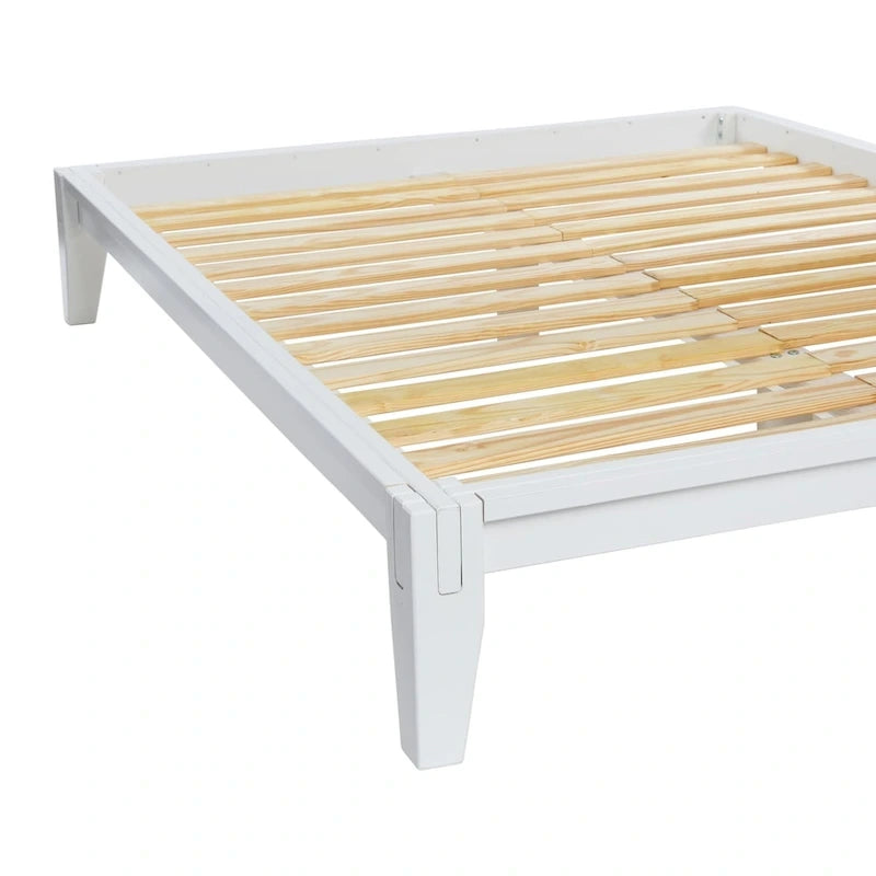 Letto a piattaforma in legno massello con giunzioni giapponesi