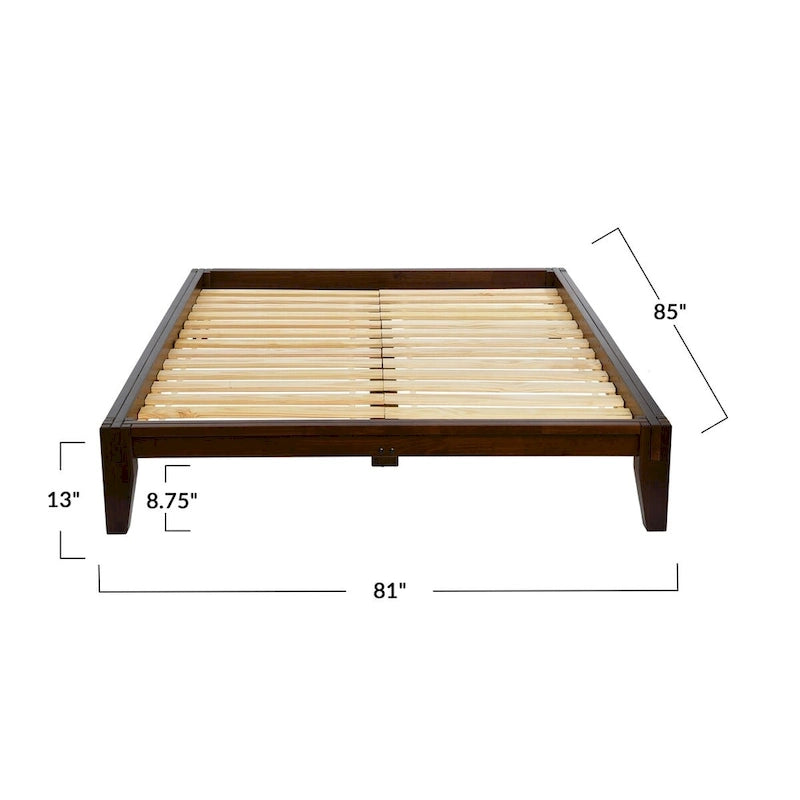 Letto a piattaforma in legno massello con giunzioni giapponesi