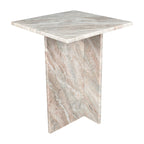 Tavolino con piano in marmo – Base a T, Pietra naturale, Altezza 47 cm