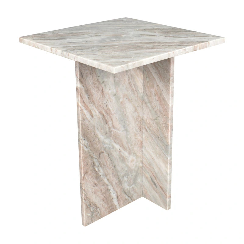 Tavolino con piano in marmo – Base a T, Pietra naturale, Altezza 47 cm