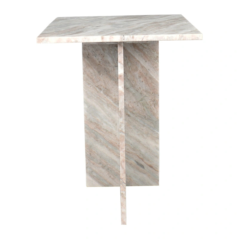 Tavolino con piano in marmo – Base a T, Pietra naturale, Altezza 47 cm