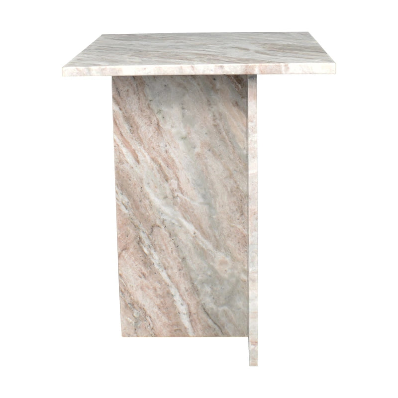 Tavolino con piano in marmo – Base a T, Pietra naturale, Altezza 47 cm