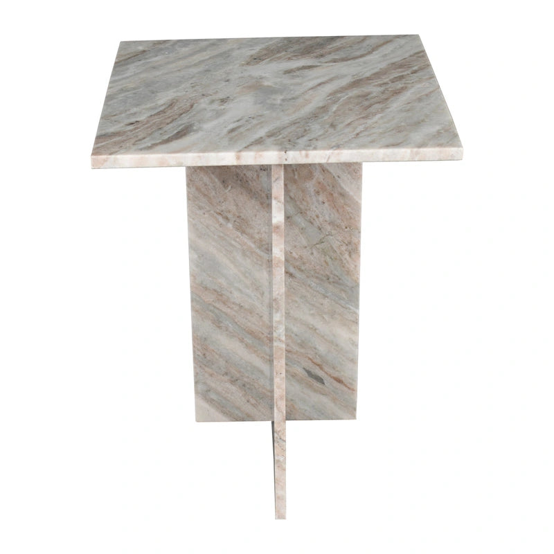 Tavolino con piano in marmo – Base a T, Pietra naturale, Altezza 47 cm