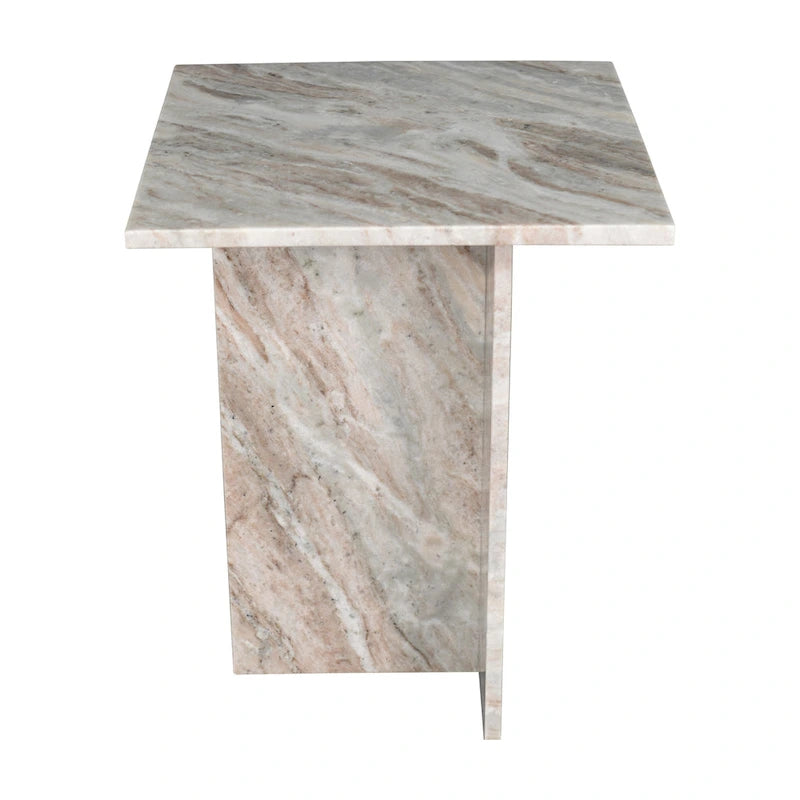 Tavolino con piano in marmo – Base a T, Pietra naturale, Altezza 47 cm