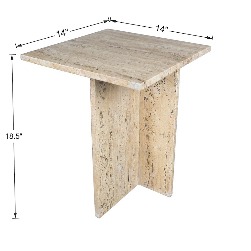 Tavolino con piano in marmo – Base a T, Pietra naturale, Altezza 47 cm