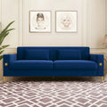 Divanetto in velluto trapuntato con cuscini lombari — 85,63"P x 30,31"L x 30,51"A