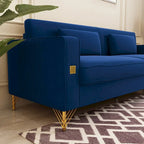Divanetto in velluto trapuntato con cuscini lombari — 85,63"P x 30,31"L x 30,51"A