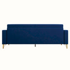 Divanetto in velluto trapuntato con cuscini lombari — 85,63"P x 30,31"L x 30,51"A