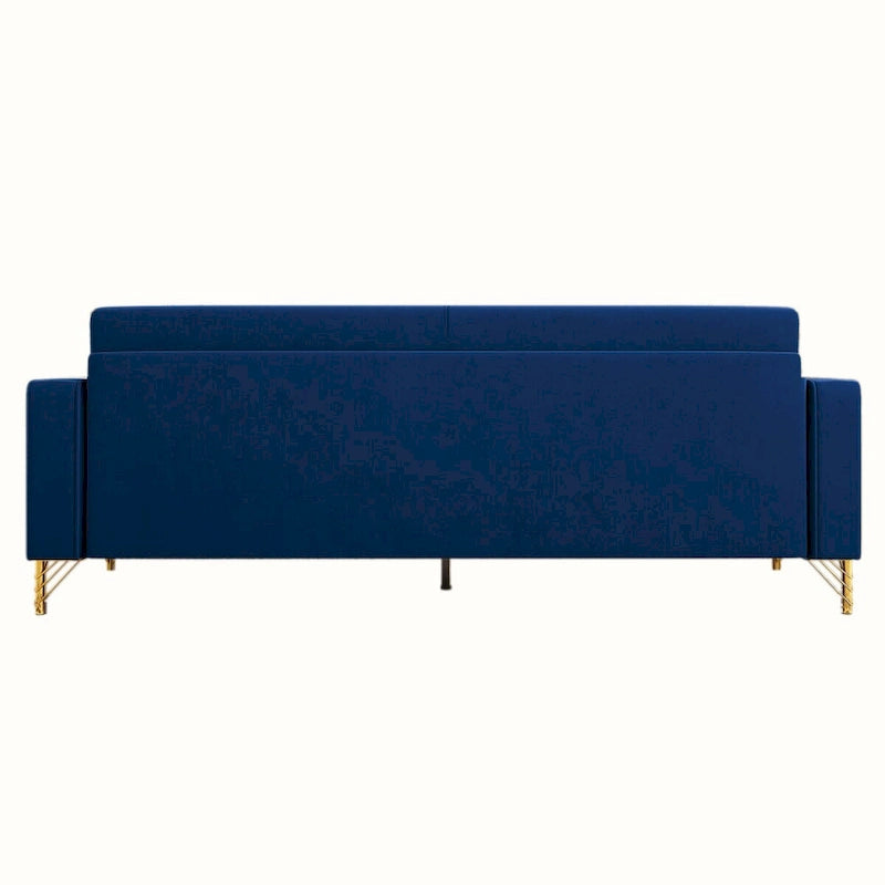 Divanetto in velluto trapuntato con cuscini lombari — 85,63"P x 30,31"L x 30,51"A