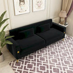 Divanetto in velluto trapuntato con cuscini lombari — 85,63"P x 30,31"L x 30,51"A