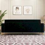Divanetto in velluto trapuntato con cuscini lombari — 85,63"P x 30,31"L x 30,51"A