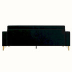 Divanetto in velluto trapuntato con cuscini lombari — 85,63"P x 30,31"L x 30,51"A