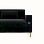 Divanetto in velluto trapuntato con cuscini lombari — 85,63"P x 30,31"L x 30,51"A