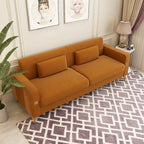 Divanetto in velluto trapuntato con cuscini lombari — 85,63"P x 30,31"L x 30,51"A