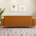 Divanetto in velluto trapuntato con cuscini lombari — 85,63"P x 30,31"L x 30,51"A