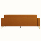 Divanetto in velluto trapuntato con cuscini lombari — 85,63"P x 30,31"L x 30,51"A