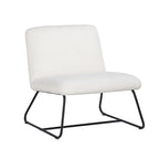 Poltrona Accent senza braccioli con rivestimento in tessuto Teddy e base a slitta in acciaio