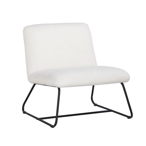 Poltrona Accent senza braccioli con rivestimento in tessuto Teddy e base a slitta in acciaio