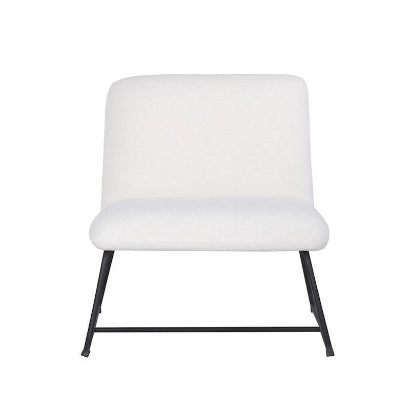 Poltrona Accent senza braccioli con rivestimento in tessuto Teddy e base a slitta in acciaio