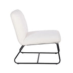 Poltrona Accent senza braccioli con rivestimento in tessuto Teddy e base a slitta in acciaio