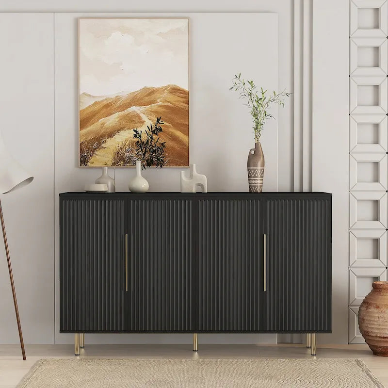 Credenza a pannelli scanalati