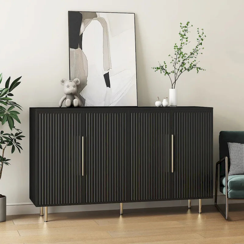 Credenza a pannelli scanalati