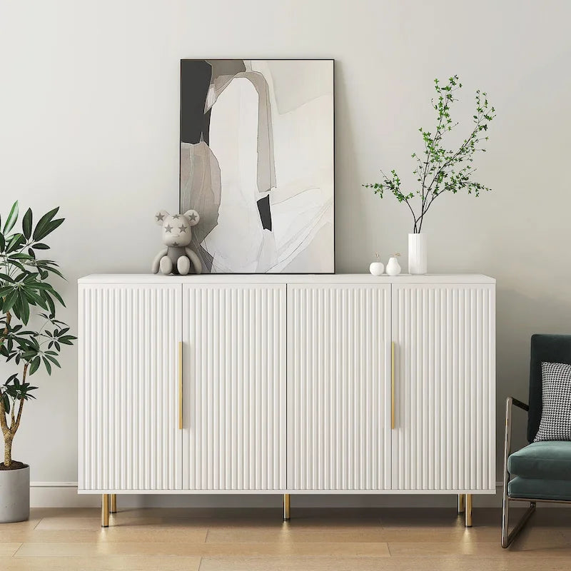 Credenza a pannelli scanalati